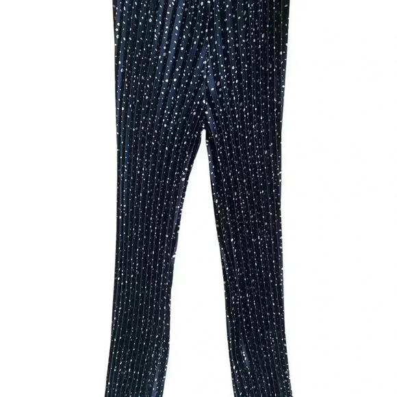 NEW! TOIT VOLANT FULLY PLEATED NAVY POLKA DOT PULLON WIDE LEG BOHO PANTS M/L - Picture 2 of 9